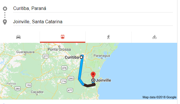 Passagem de Curitiba para Joinville