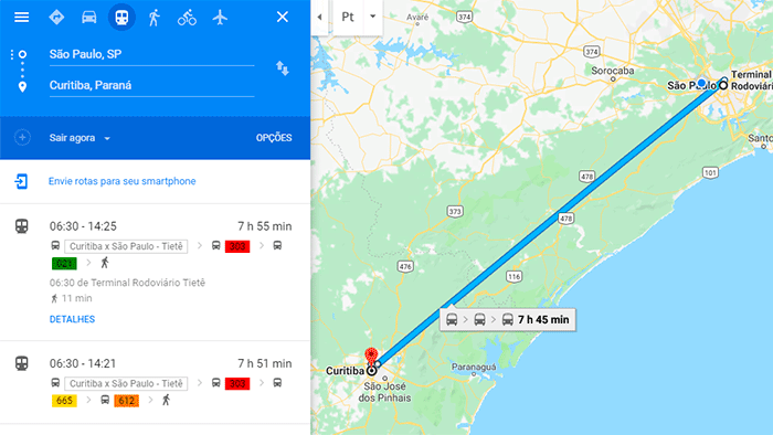 Ônibus São Paulo a Curitiba